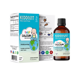 Kiddivit Baby Calcium liquid drops with vitamin d3 & vitamin k2 for babies and infants under 4 years. Comes in 4 FL OZ glass bottle with 24 daily servings. It is sugar free, made in USA, cGMP, gluten free, and vegetarian friendly. (Espanol) Kiddivit Baby Calcium gotas líquidas con vitamina d3 y vitamina k2 para bebés y niños menores de 4 años. Viene en una botella de vidrio de 4 FL OZ con 24 porciones diarias. Es sin azúcar, fabricado en EE. UU., CGMP, sin gluten y apto para vegetarianos. 