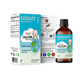 Kiddivit Baby Calcium liquid drops with vitamin d3 & vitamin k2 for babies and infants under 4 years. Comes in 4 FL OZ glass bottle with 24 daily servings. It is sugar free, made in USA, cGMP, gluten free, and vegetarian friendly. (Espanol) Kiddivit Baby Calcium gotas líquidas con vitamina d3 y vitamina k2 para bebés y niños menores de 4 años. Viene en una botella de vidrio de 4 FL OZ con 24 porciones diarias. Es sin azúcar, fabricado en EE. UU., CGMP, sin gluten y apto para vegetarianos. 