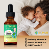 Kiddivit Baby Vitamin A&D liquid drops with 500mcg Vitamin A, 400IU vitamin d3, and 5IU vitamin E for babies and infants under 4 years. (Espanol) Kiddivit Baby Vitamin A&D gotas líquidas con 500 mcg de vitamina A, 400 UI de vitamina d3 y 5 UI de vitamina E para bebés y niños menores de 4 años.